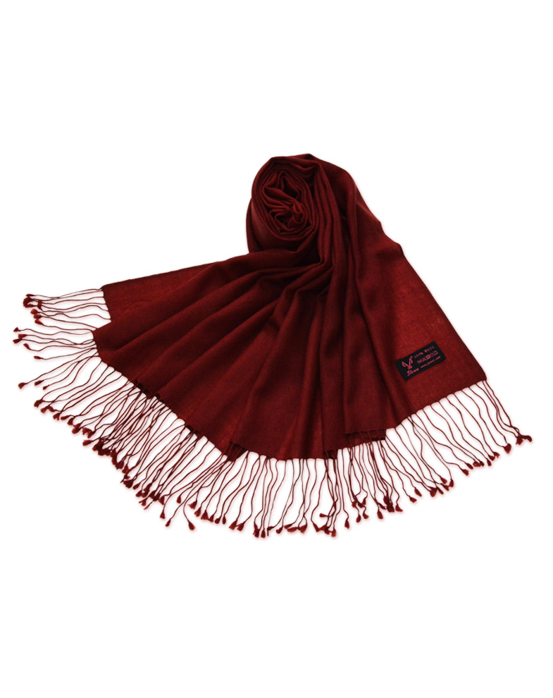 酒紅色羊毛圍巾