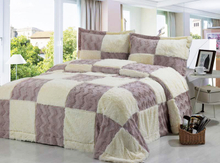 拚花絨毛床包組