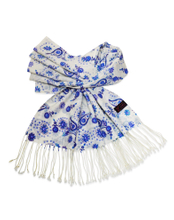 藍色變形蟲羊毛圍